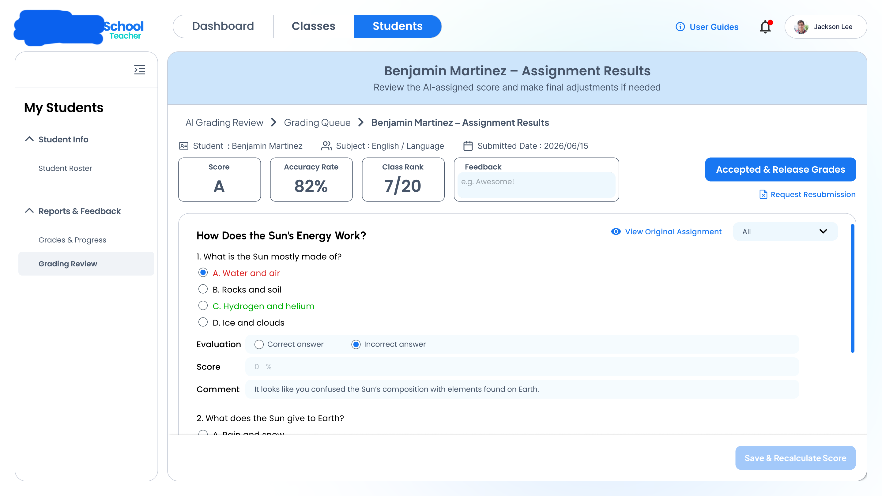Student Dashboard 設計畫面