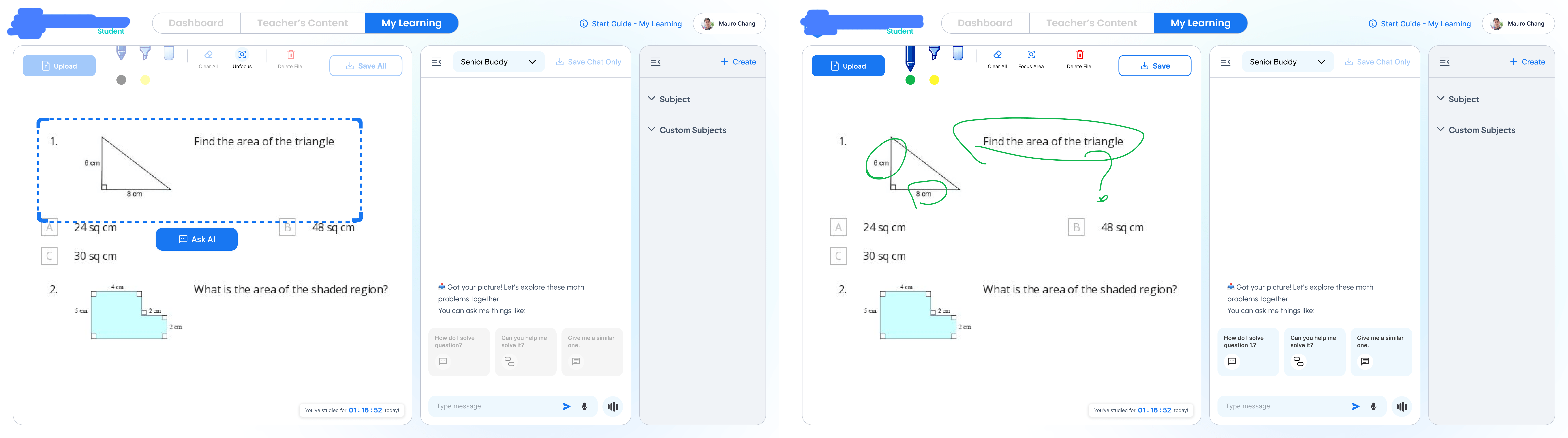 Student Dashboard 設計畫面